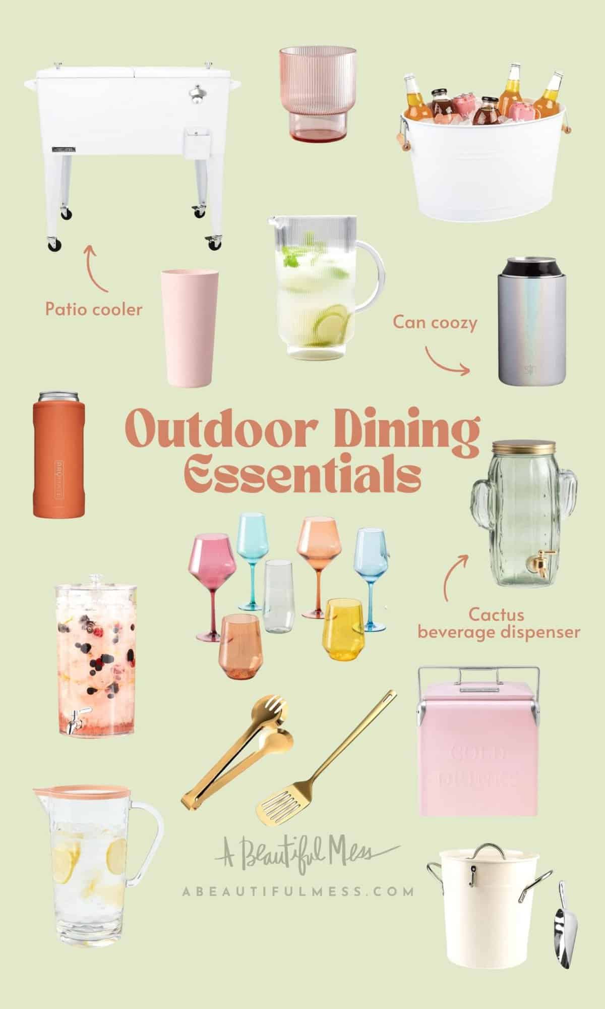 collage of outdoor dining essentials