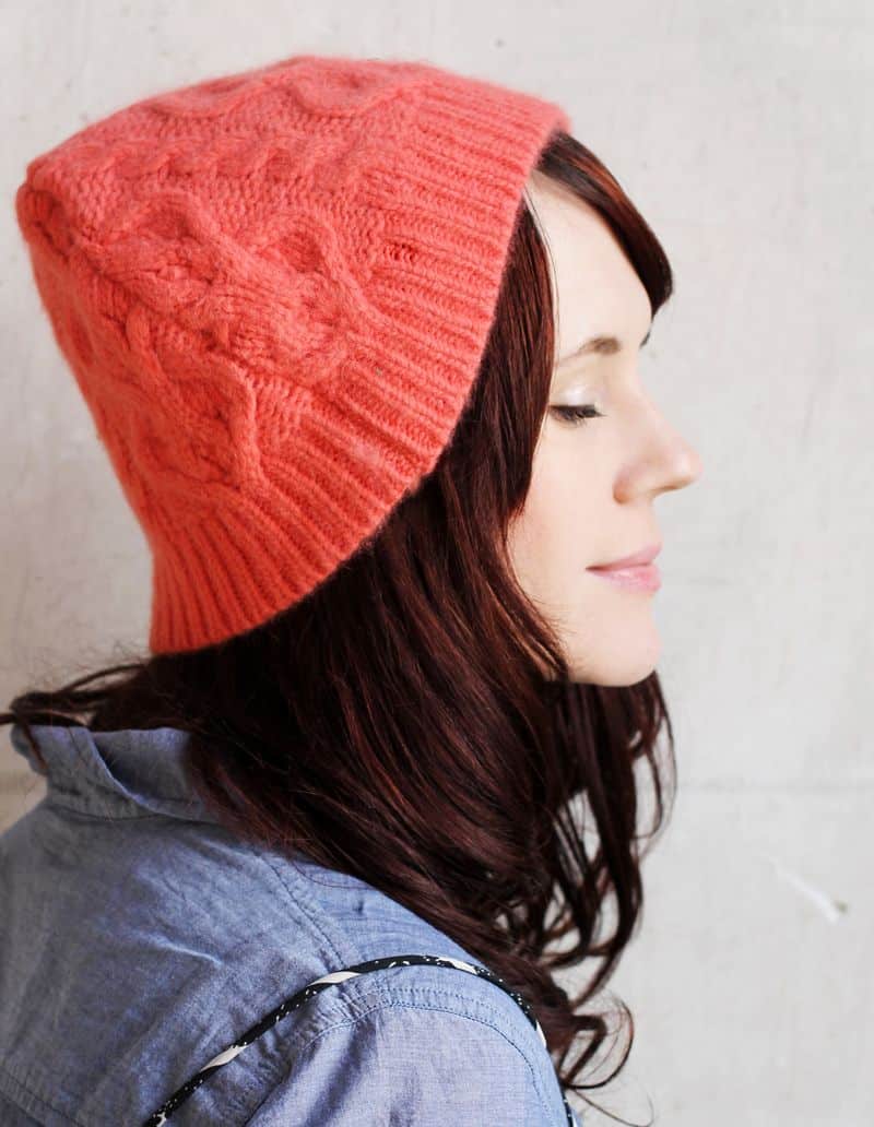 woman wearing a knit hat.