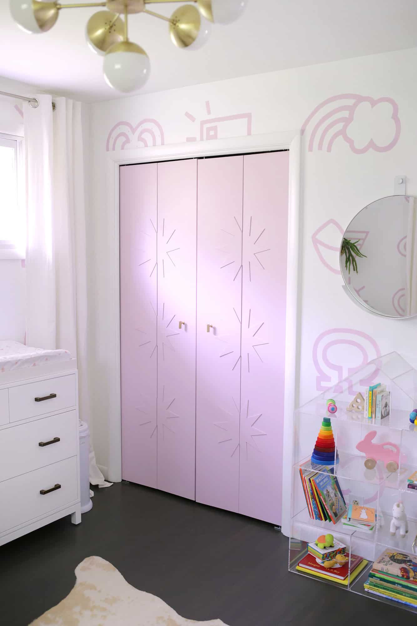 purple closet doors in kid's room
