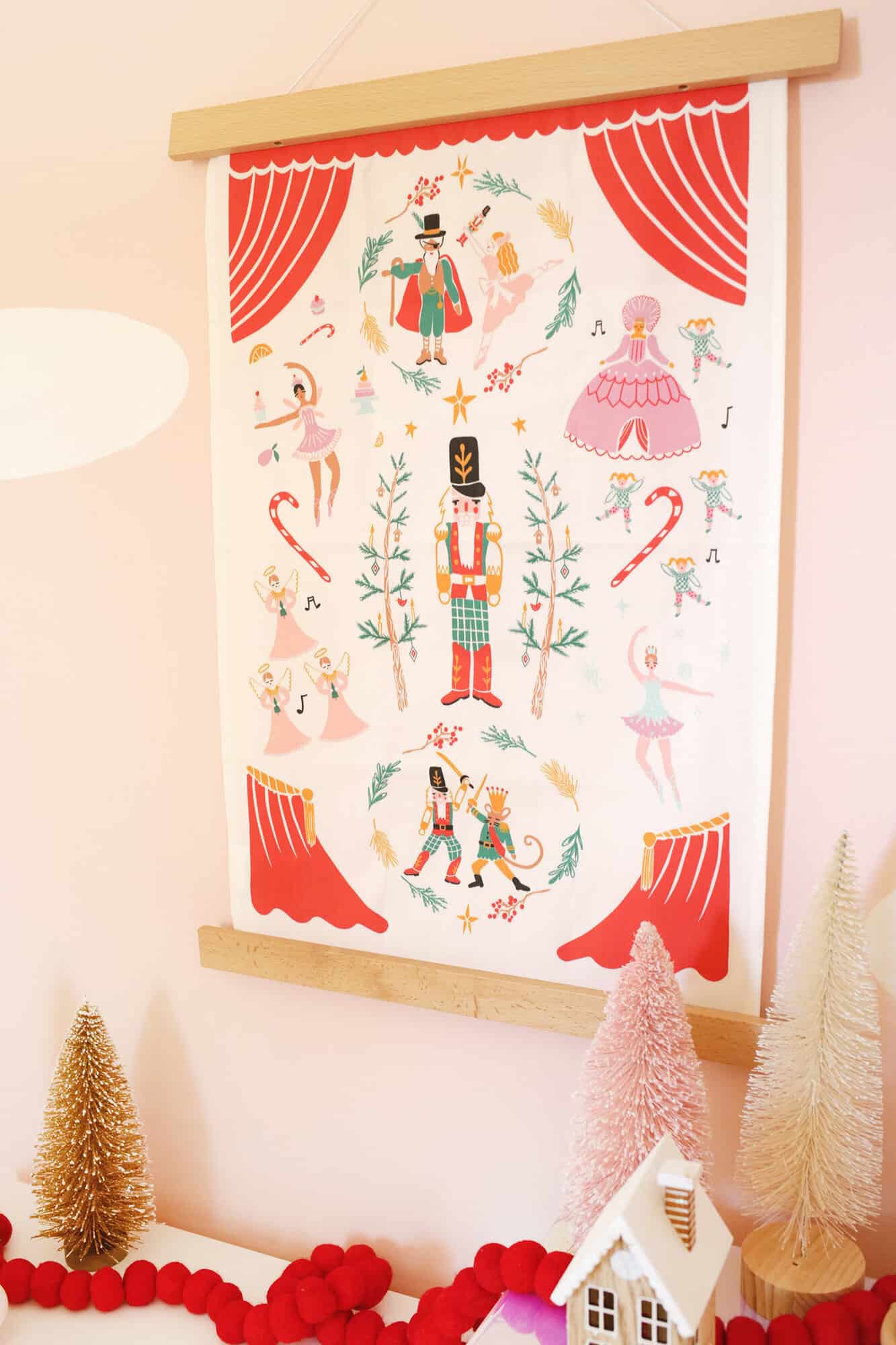 christmas wall hanging in a kid's room