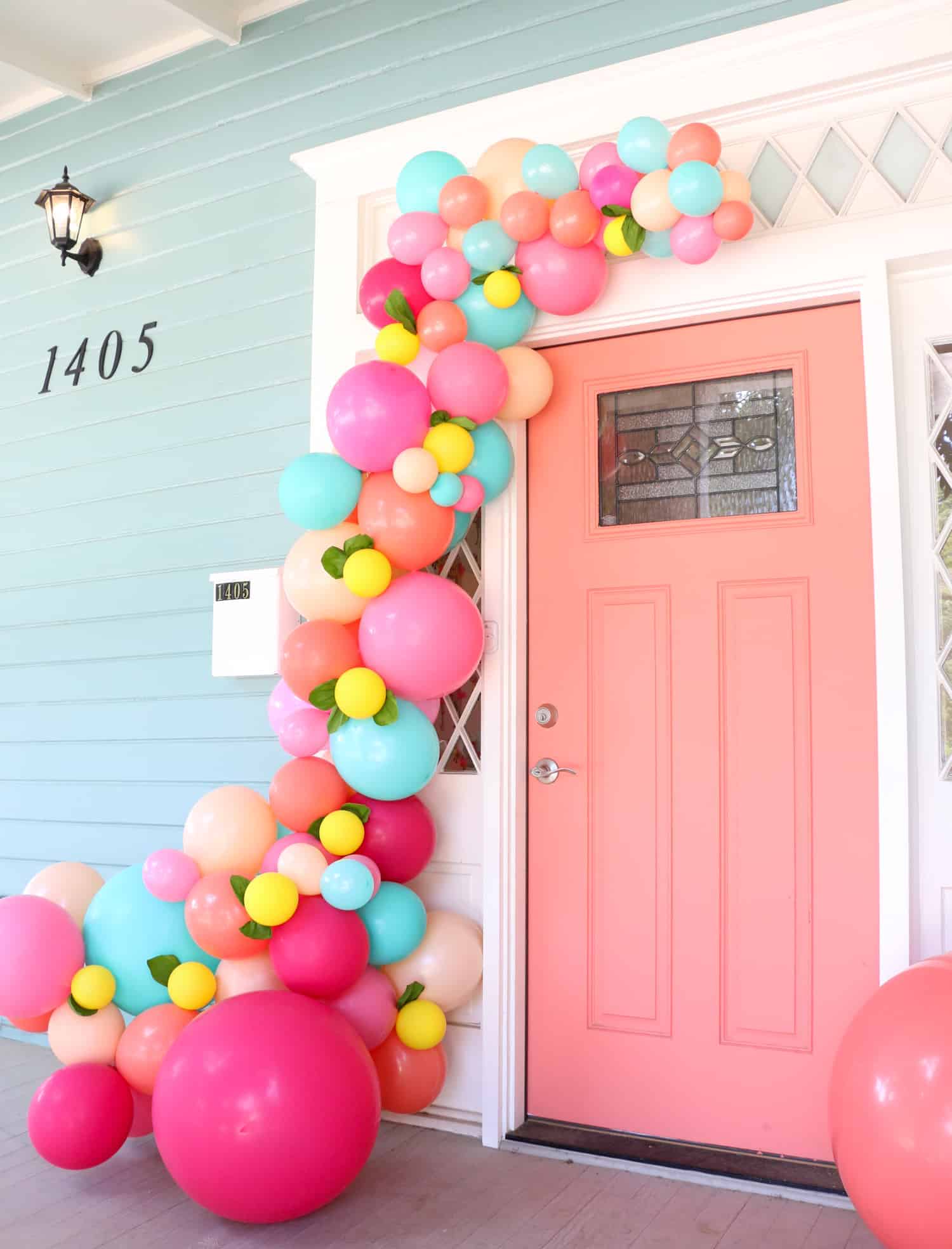 balloon garland on front door