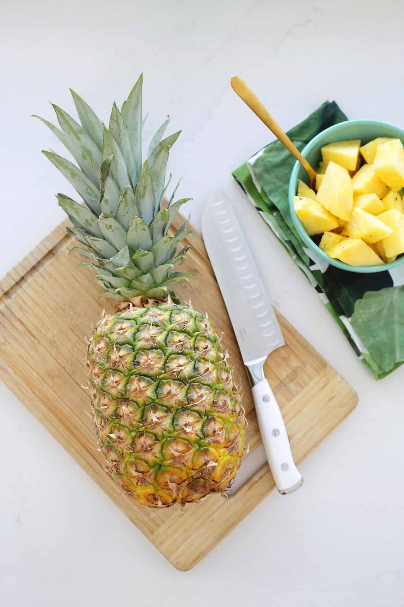pineapple on cutting board