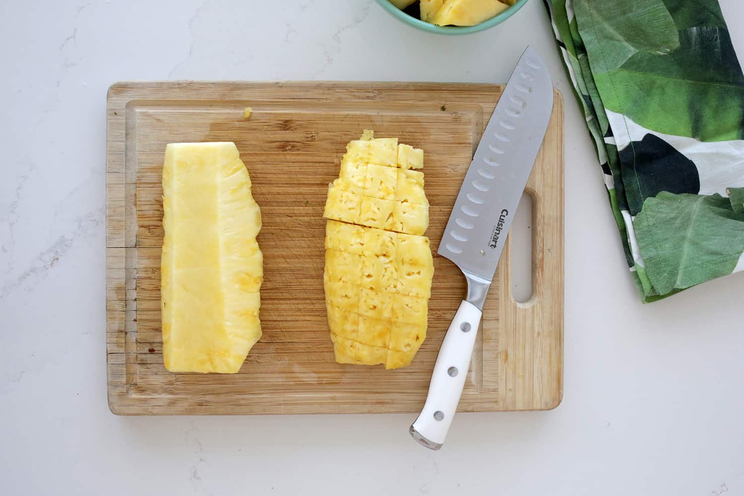 cut pineapple into cubes