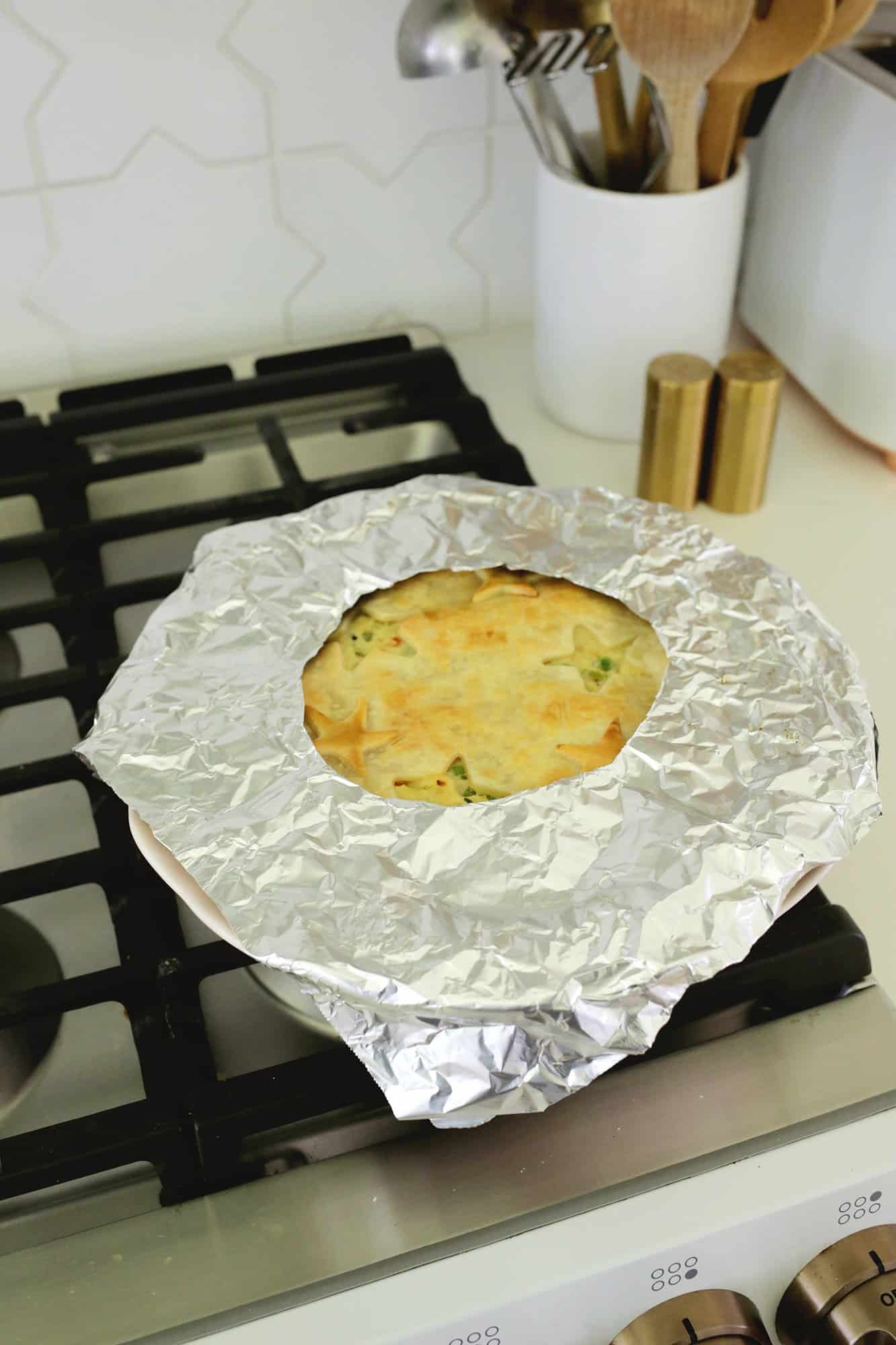 easy chicken pot pie baked with foil