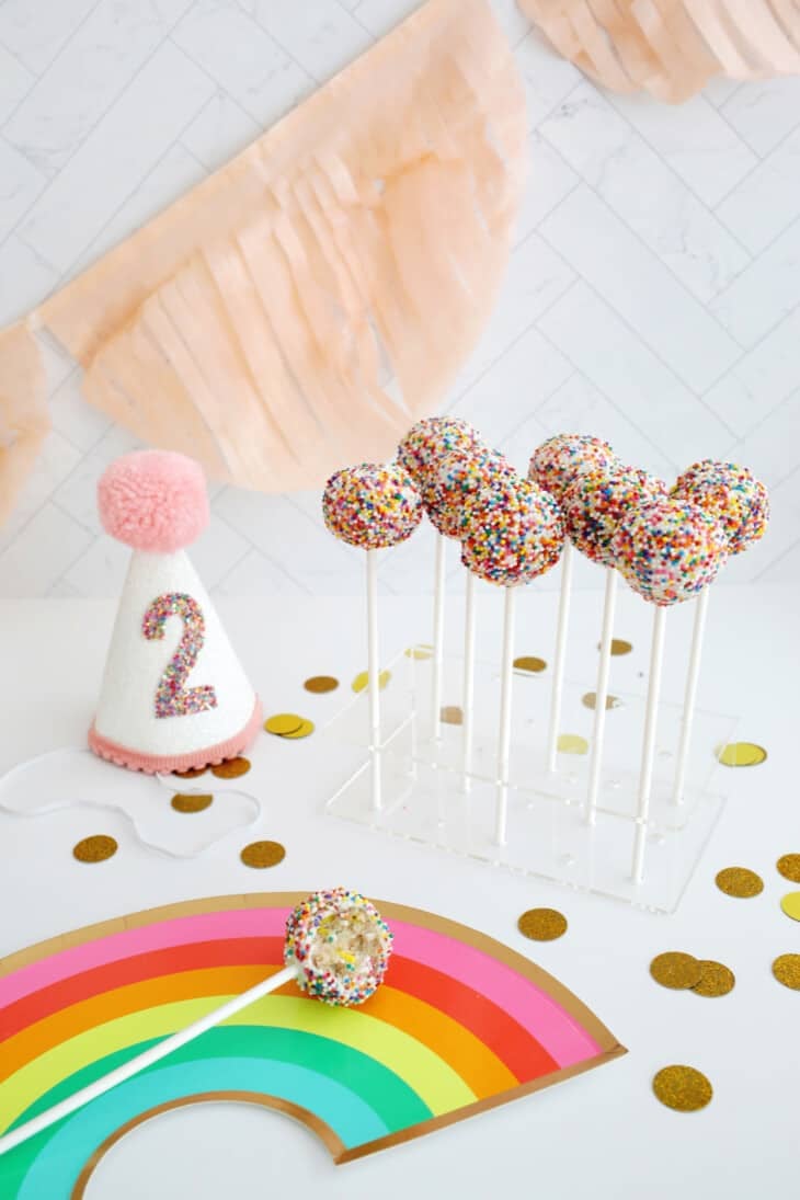 Sprinkle Mess Birthday Cake Pops - A Beautiful Mess