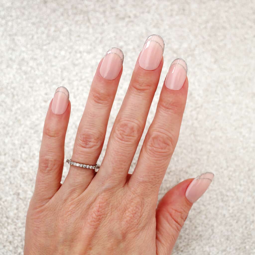 silver glitter christmas nail design