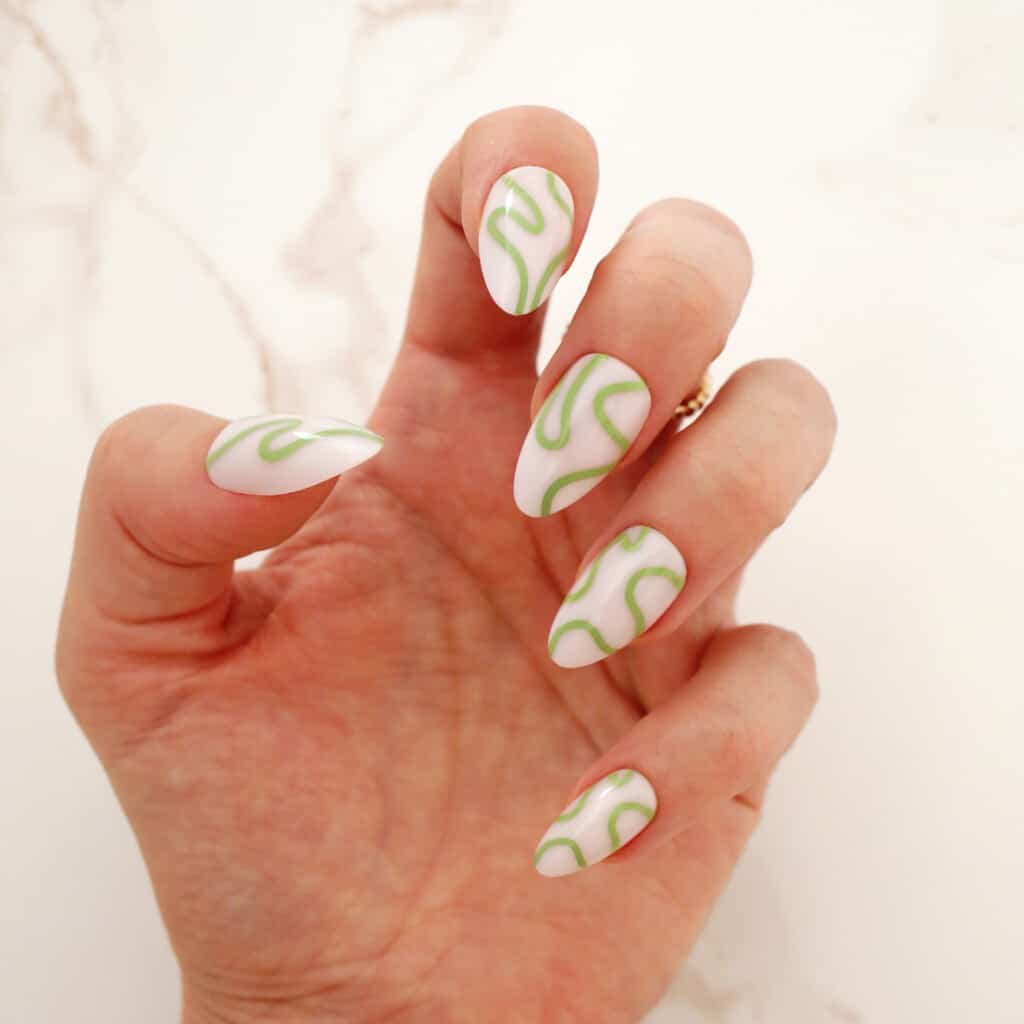green waves christmas nail design