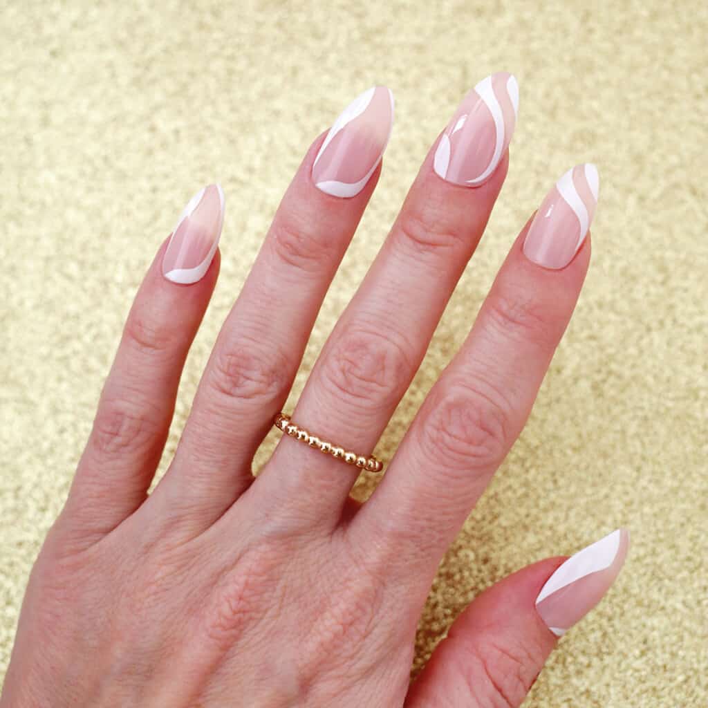 white wave nail design