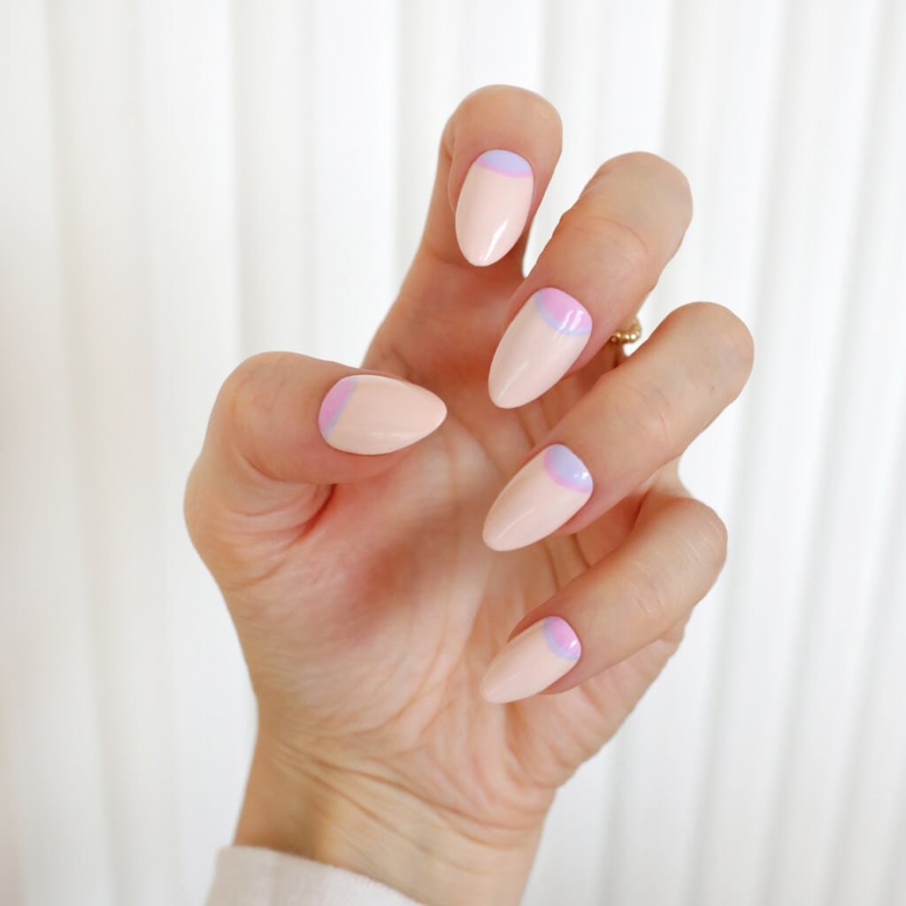 pink and purple half moon spring nails