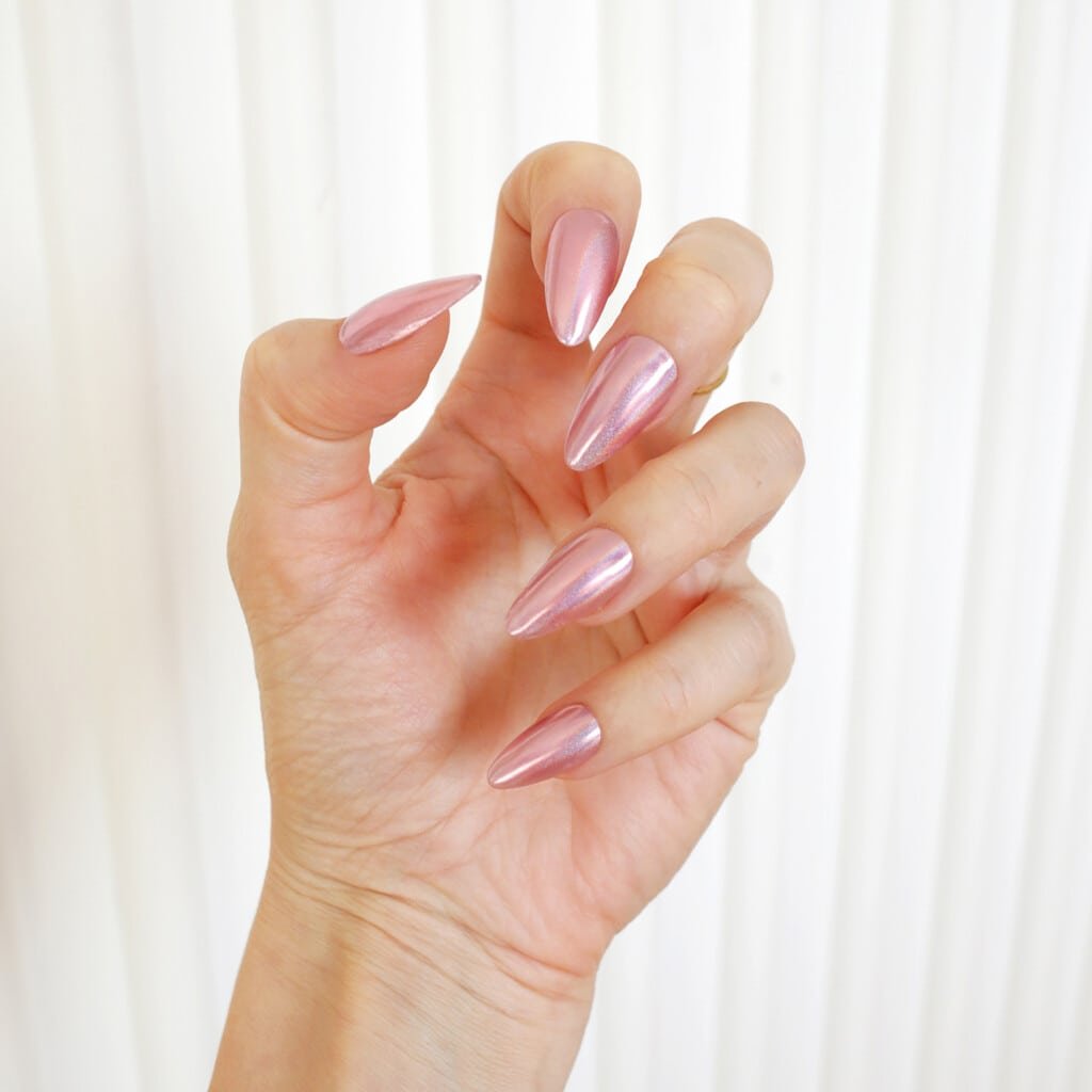pink spring chome nails