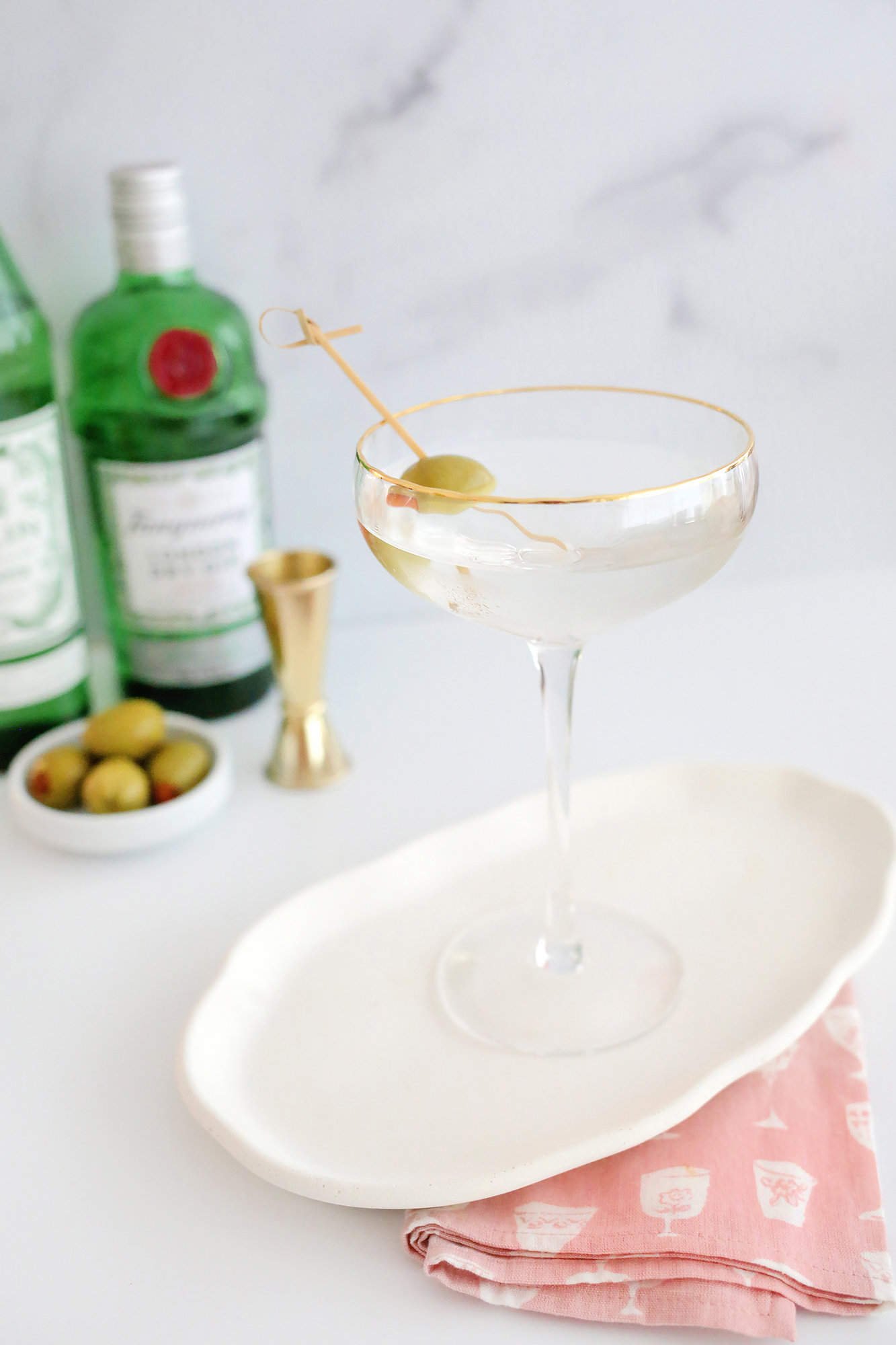 dry martini with an olive