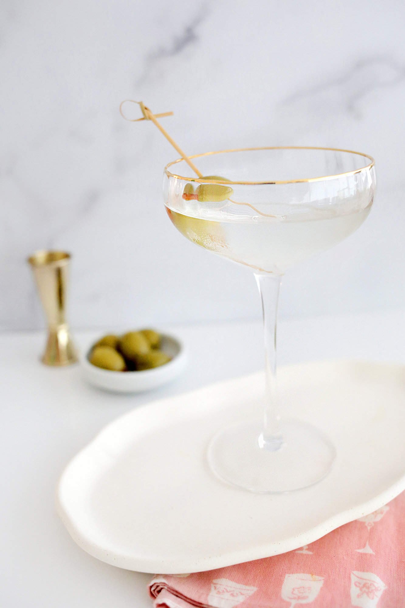 dry martini with an olive