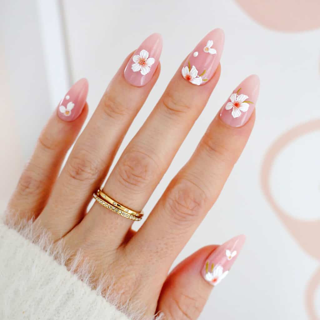 pink floral easter spring nails