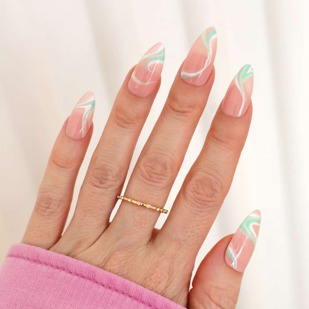 easter spring mint green wave nails