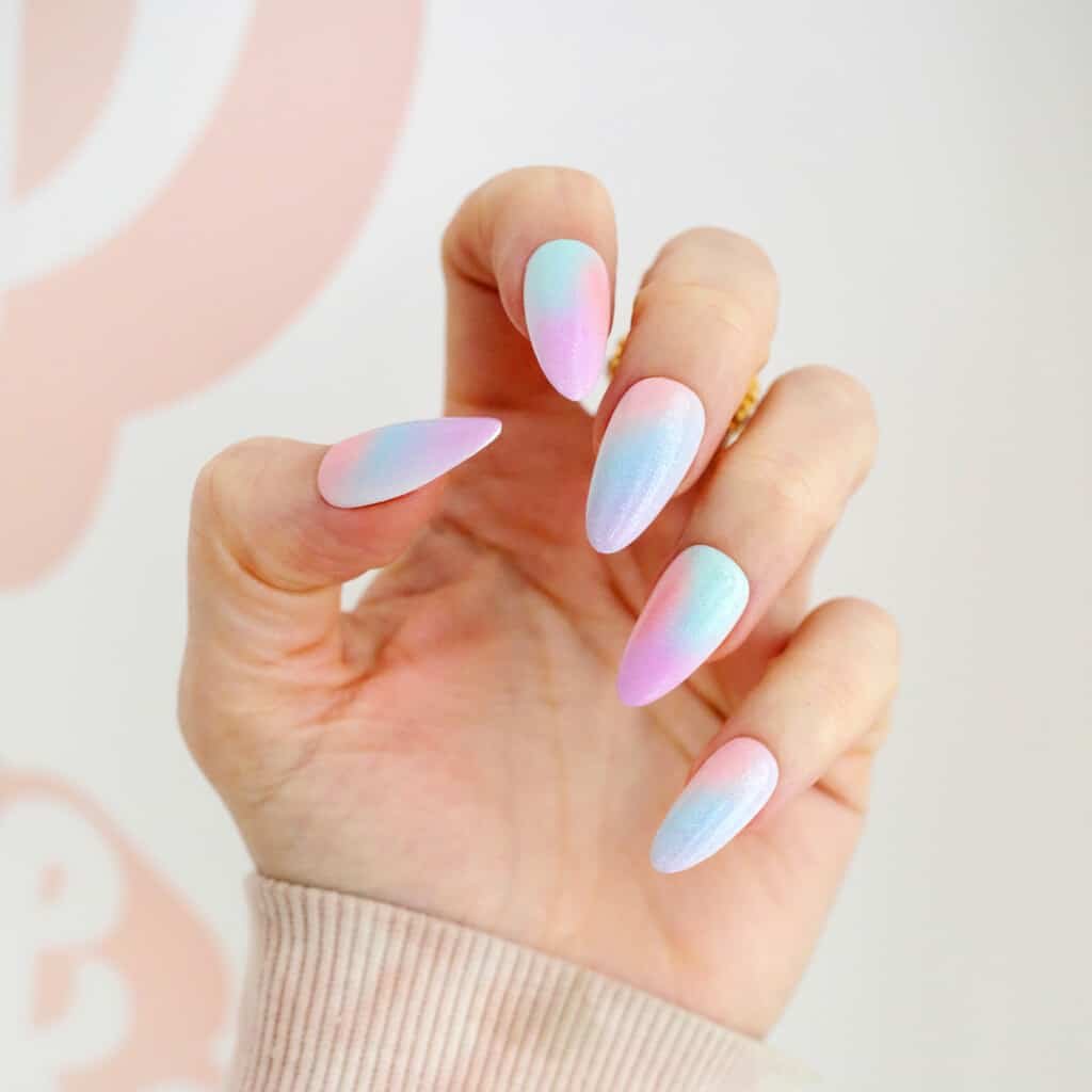pastel rainbow ombre nails for easter and spring
