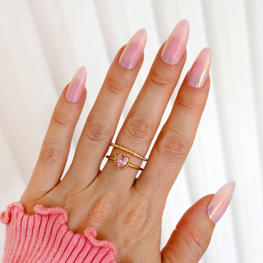 pink chrome nails for easter and spring
