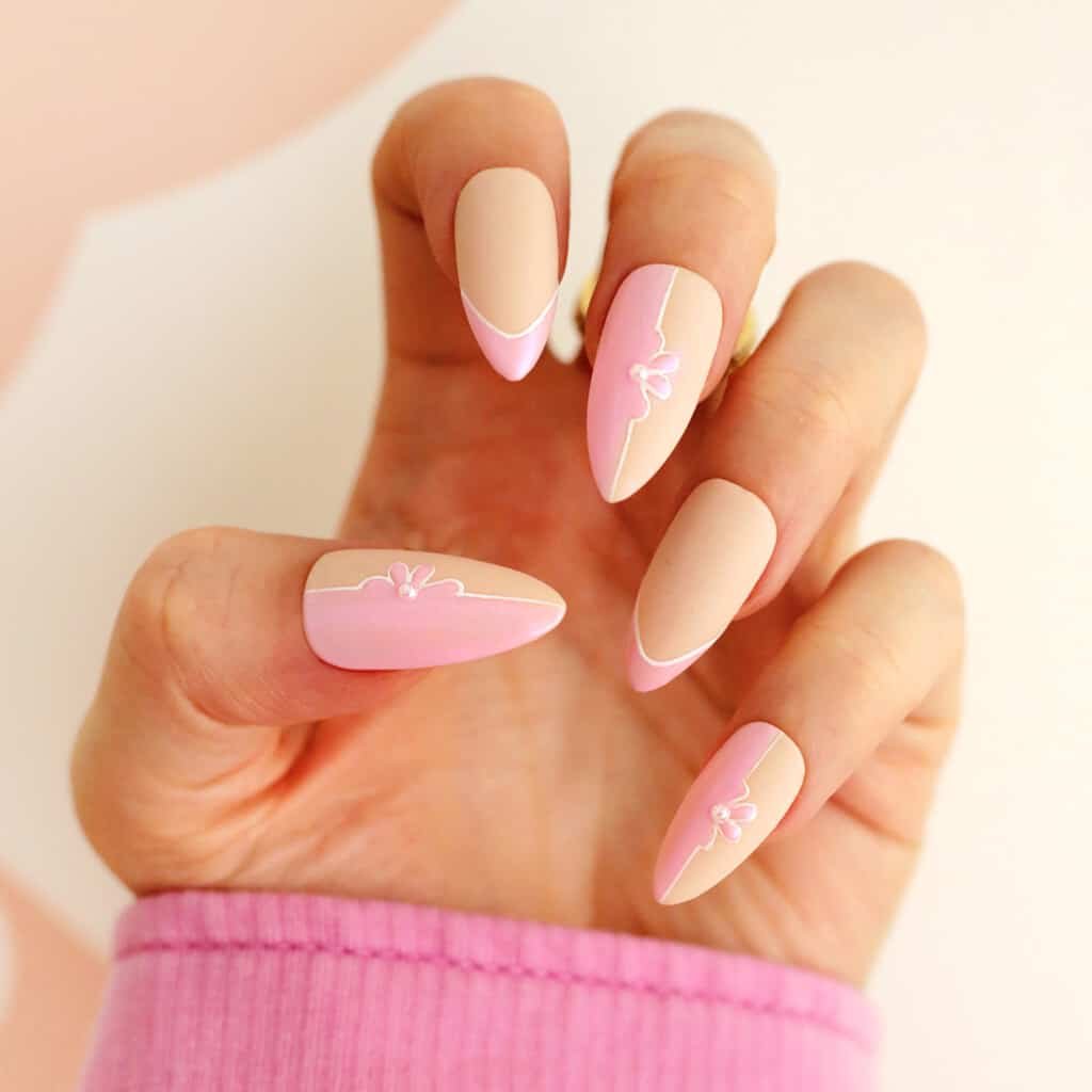 floral pink chrome easter spring nails