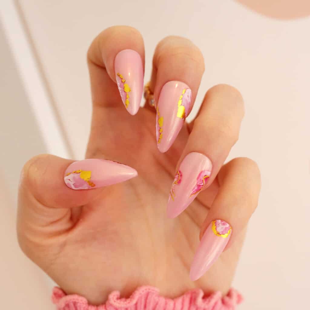 pink marble nails for easter and spring