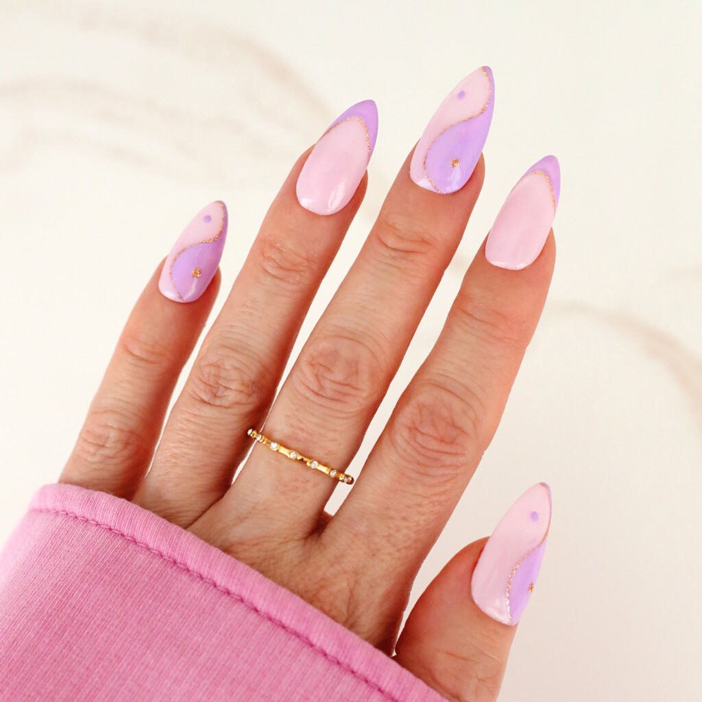 purple easter spring yin yang nails