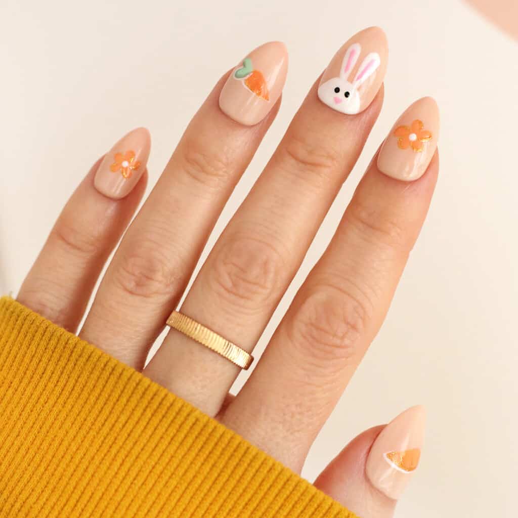 easter spring bunny carrot nails