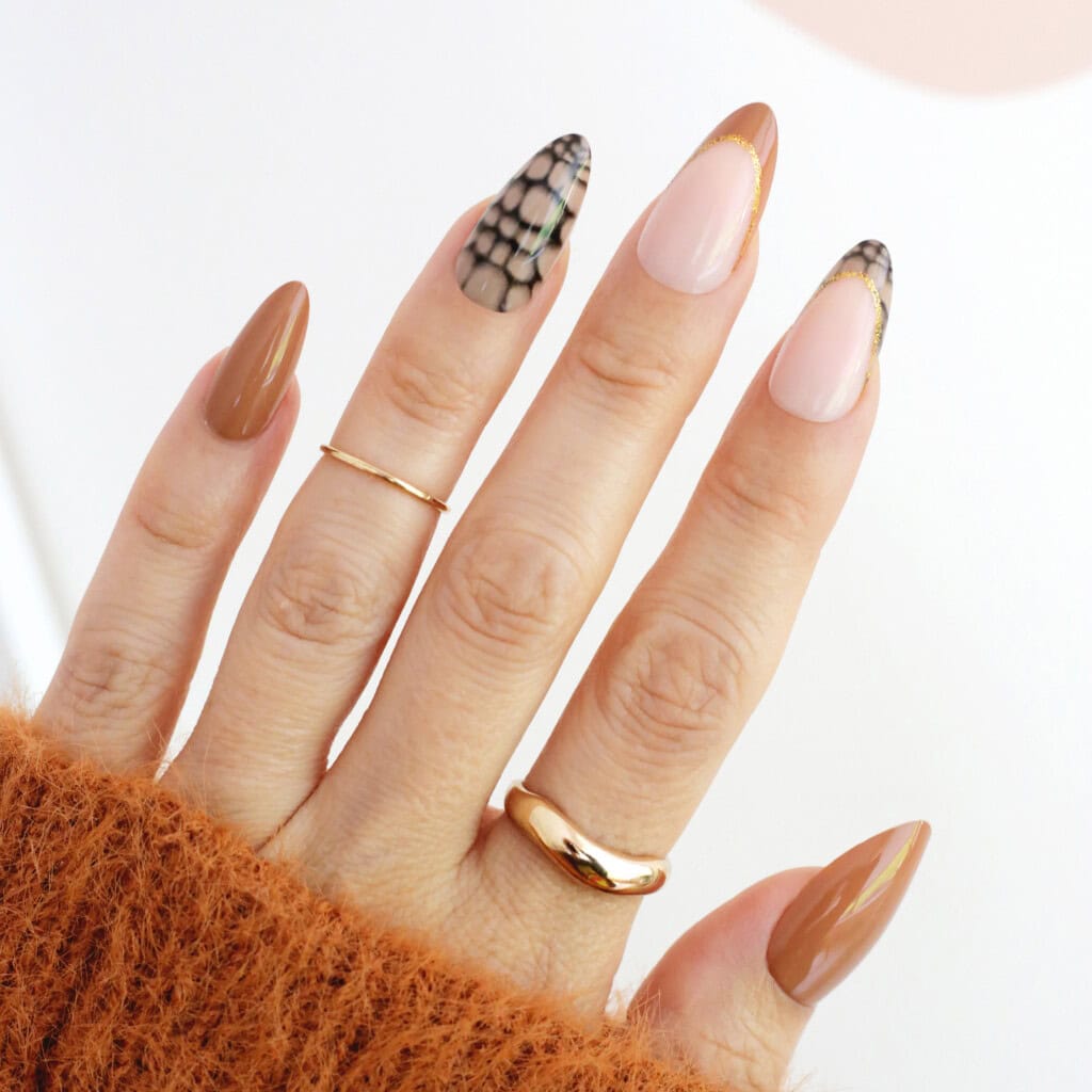 snakeskin french tip fall nails