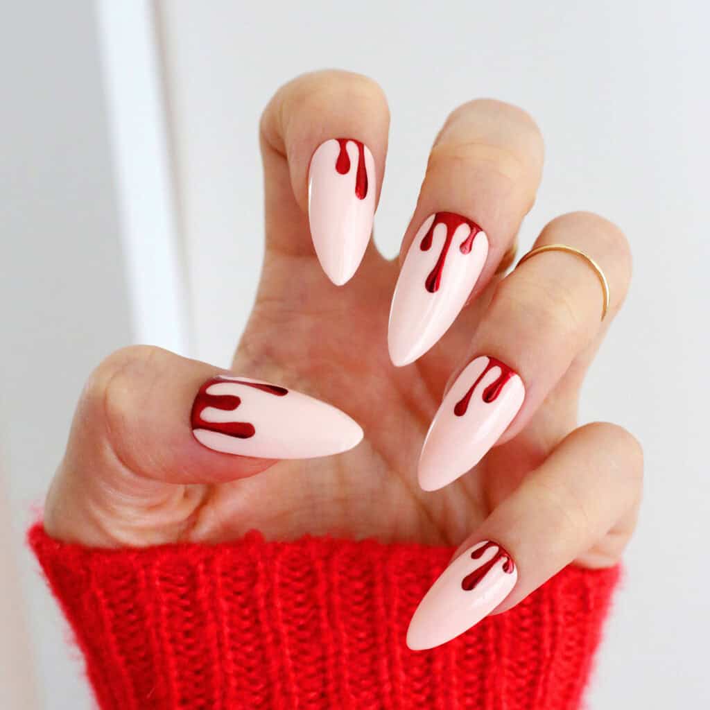 blood chrome halloween nails