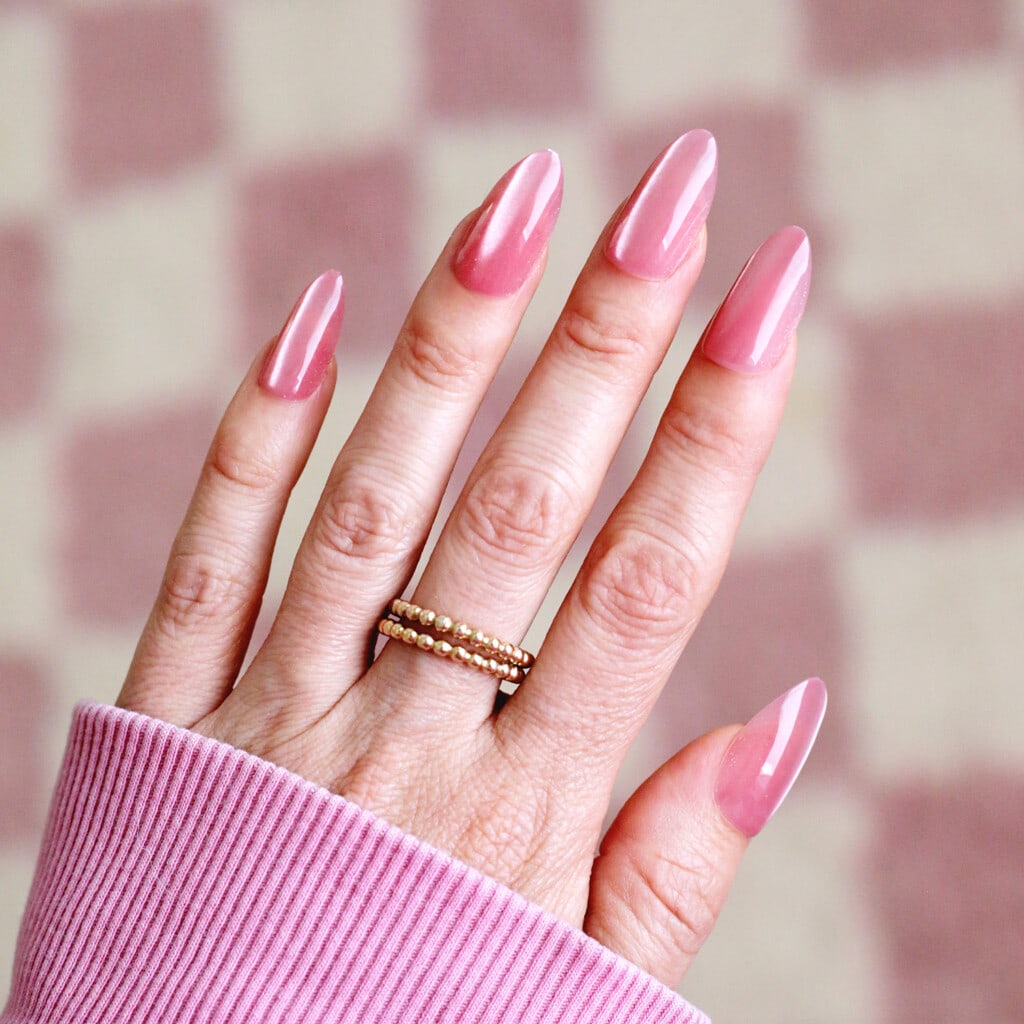 pink velvet magnetic barbie nails