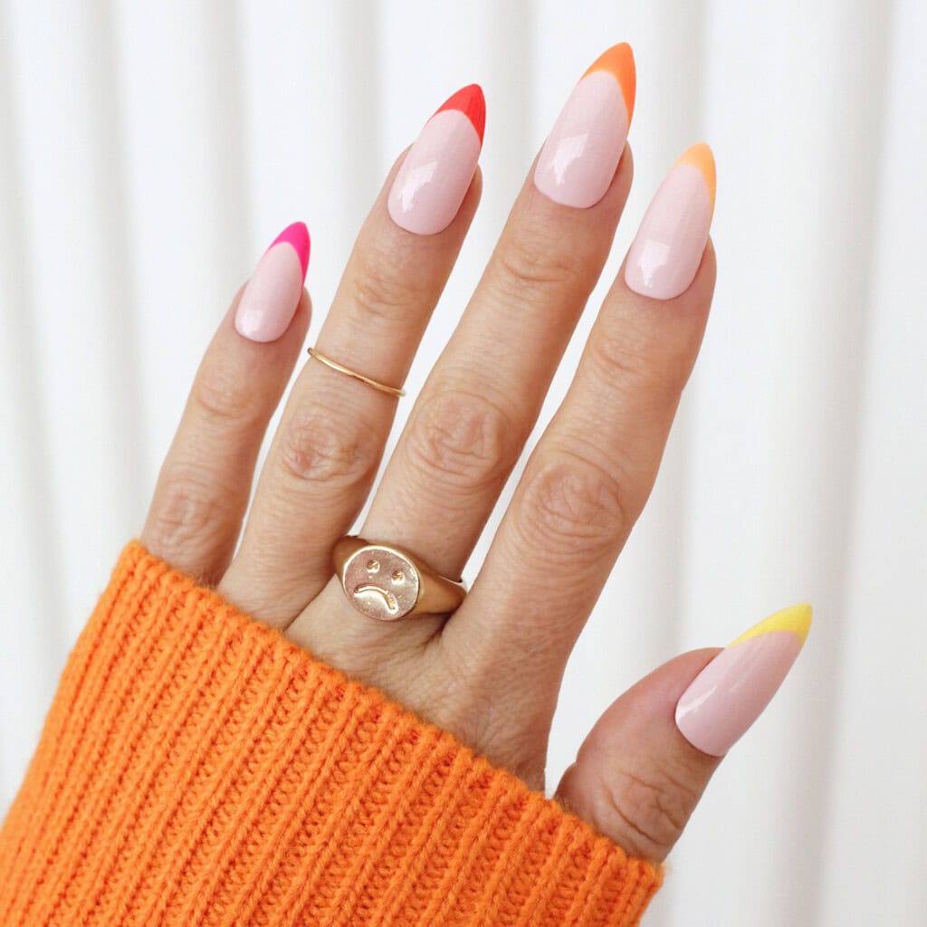 rainbow french tip nails