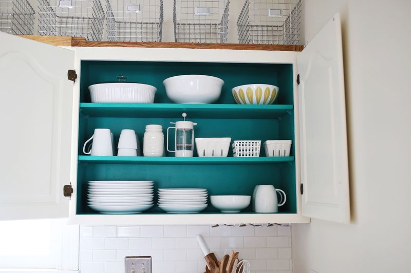 Nesting Colored Kitchen Cabinets A, Can I Paint The Inside Of Kitchen Cabinets