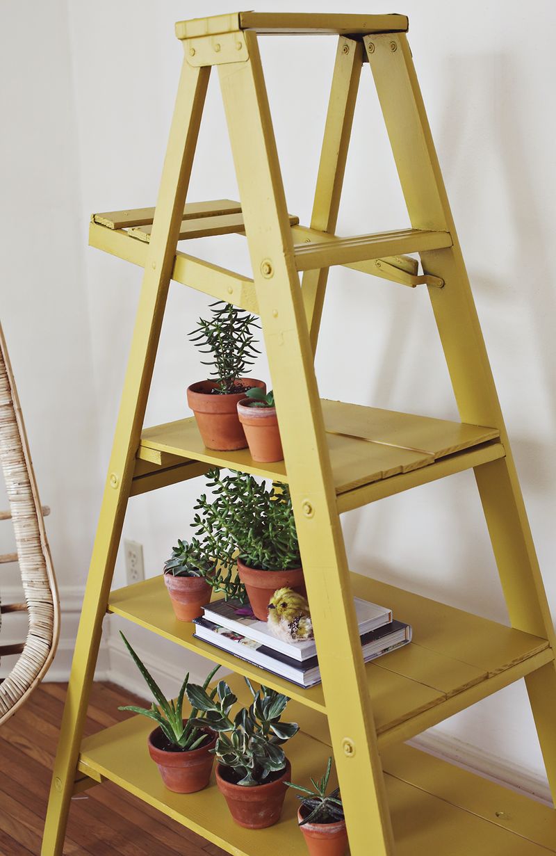 DIY ladder display shelves