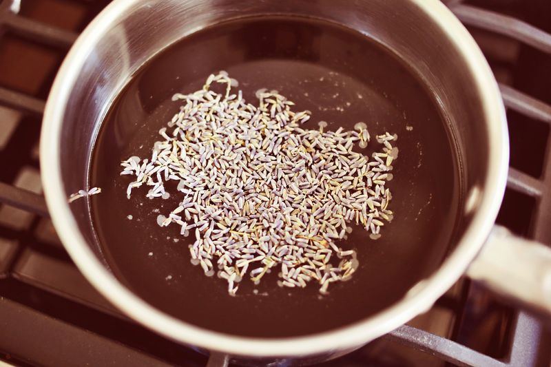 Making Lavender Coffee Syrup