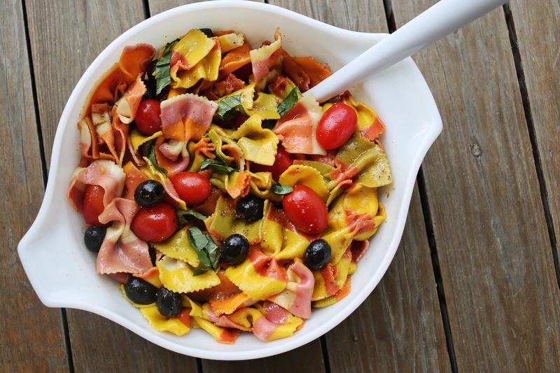 Rainbow Pasta Salad Recipe : www.abeautifulmess.com