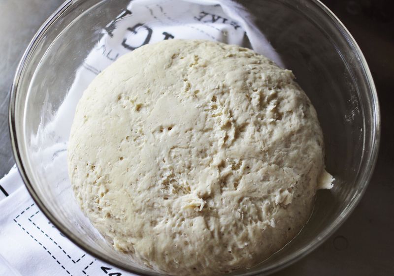 Bread dough after it rises