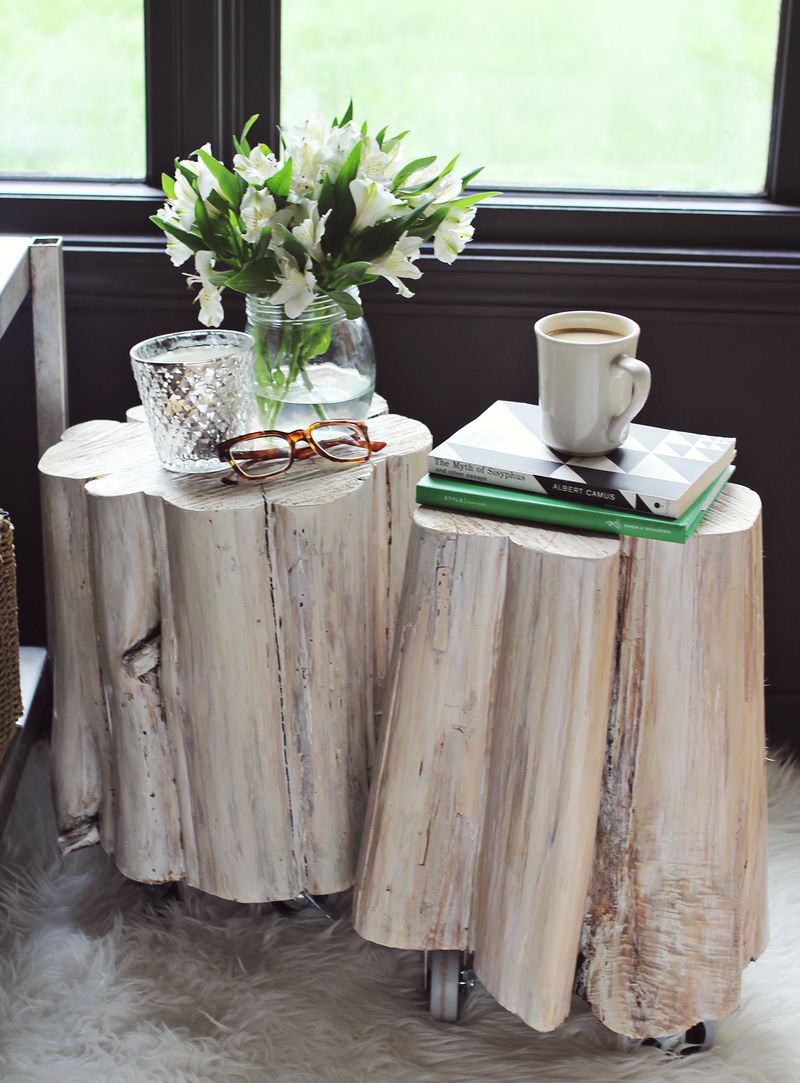 DIY tree stump side tables