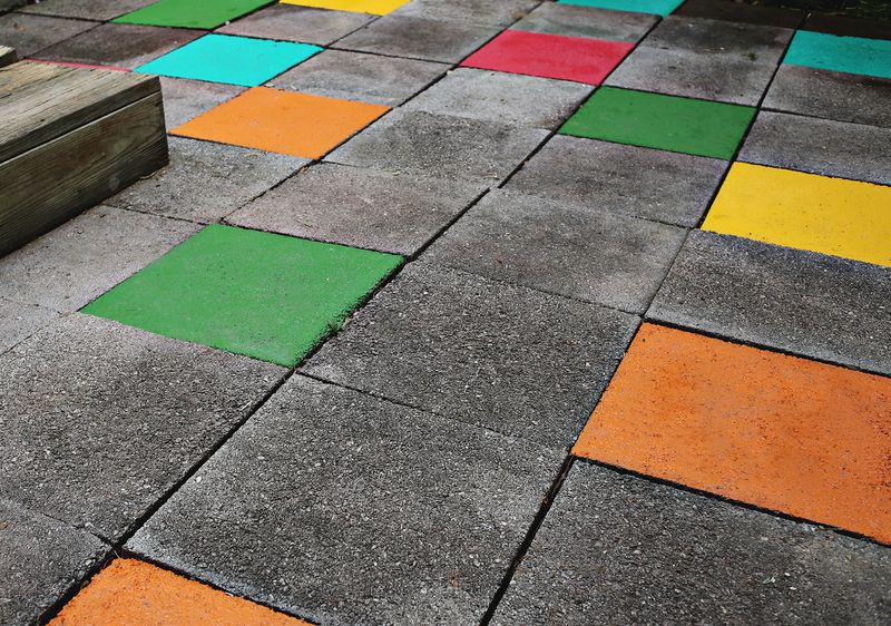 Painted Tile Patio… an easy, fun update! www.abeautifulmess.com 