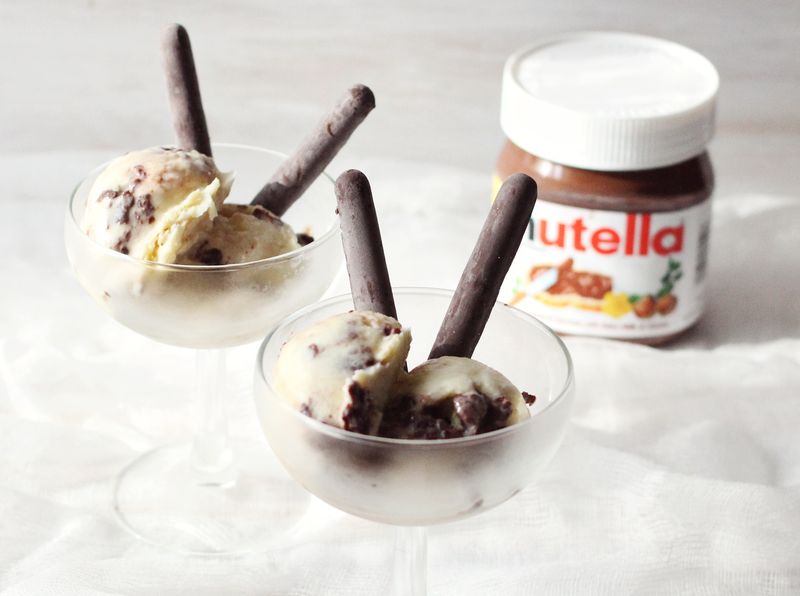 Nutella swirl ice cream www.abeautifulmess.com