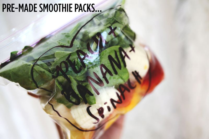 Freeze fruit and greens for quick and easy smoothies!! www.abeautifulmess.com