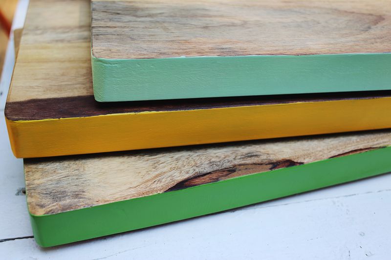Paint the edge of your cutting boards with non-toxic paint for a cute color pop!