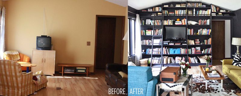 Emma's living room before and after