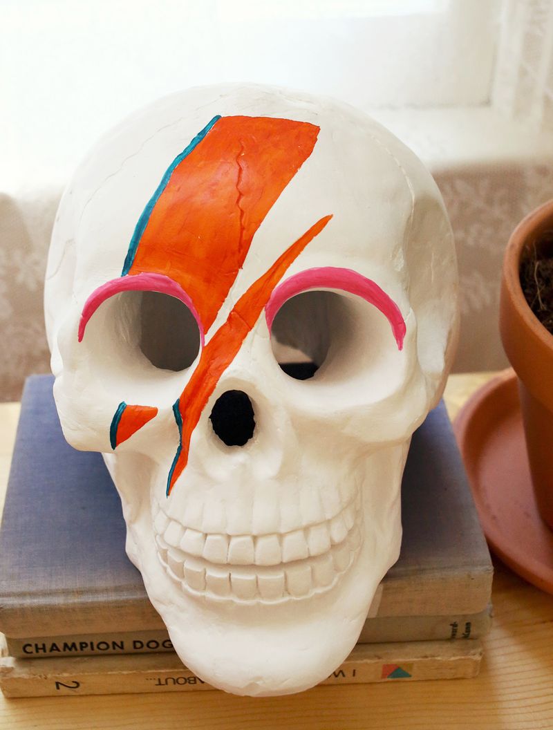 David Bowie inspired skull for halloween decor!