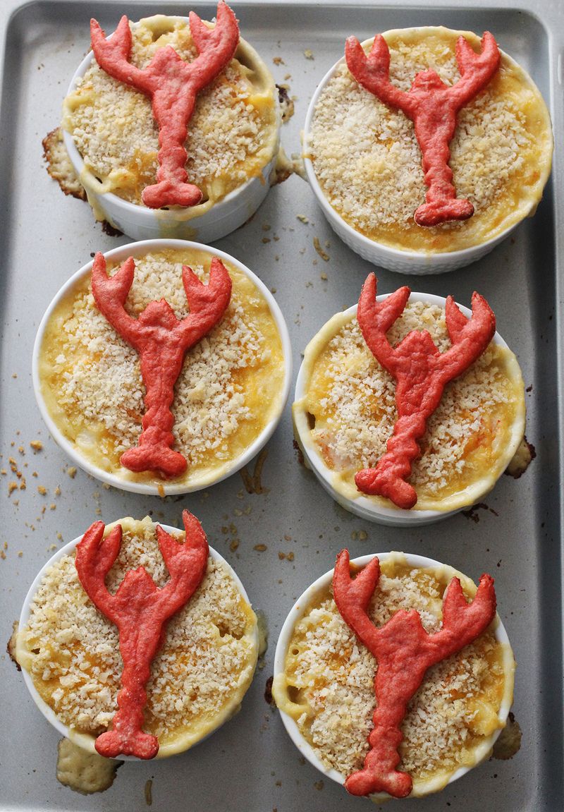 Baked lobster mac and cheese recipe via abeautifulmess.com