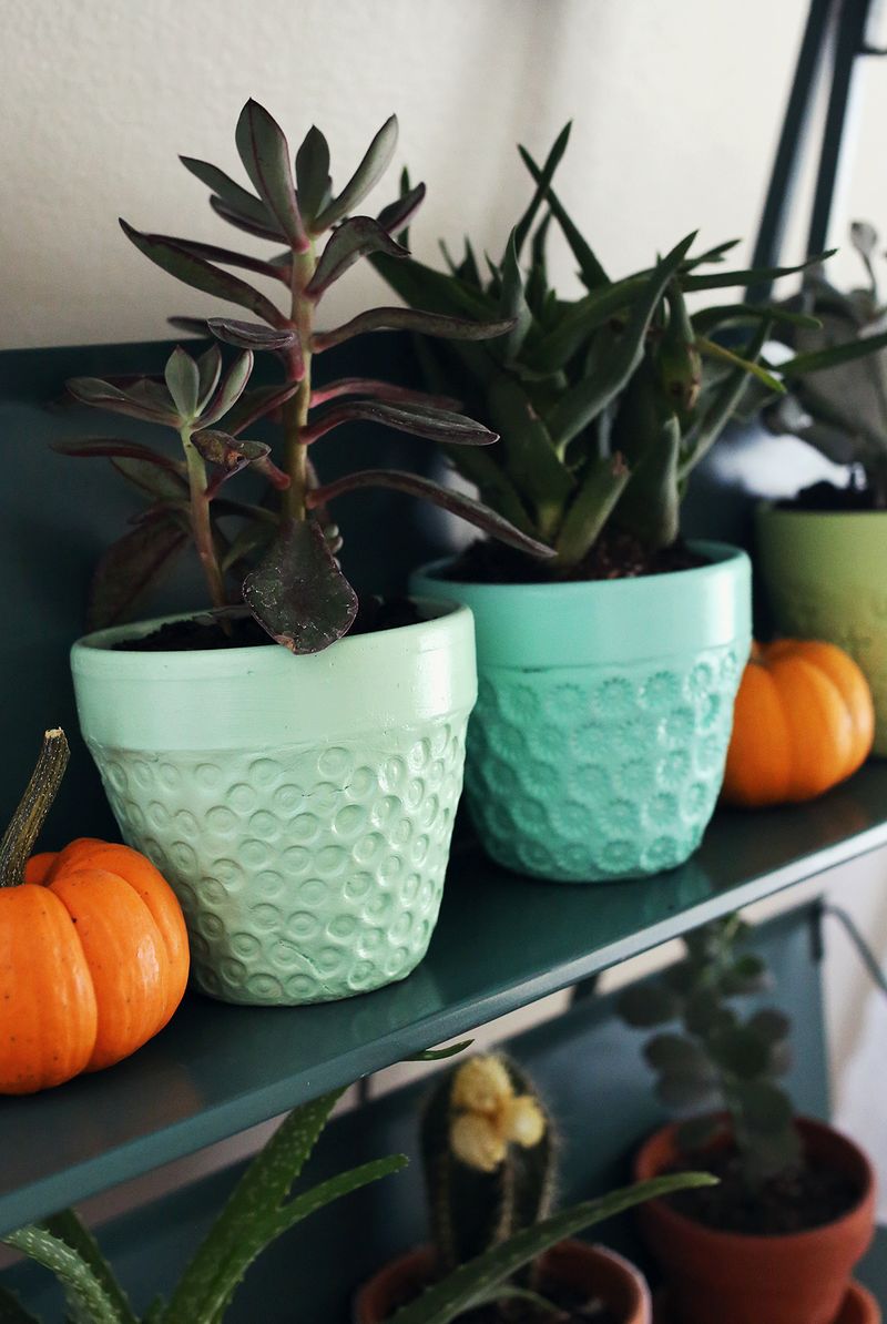 Try This- make a textured planted with a terra cotta pot and paper clay!