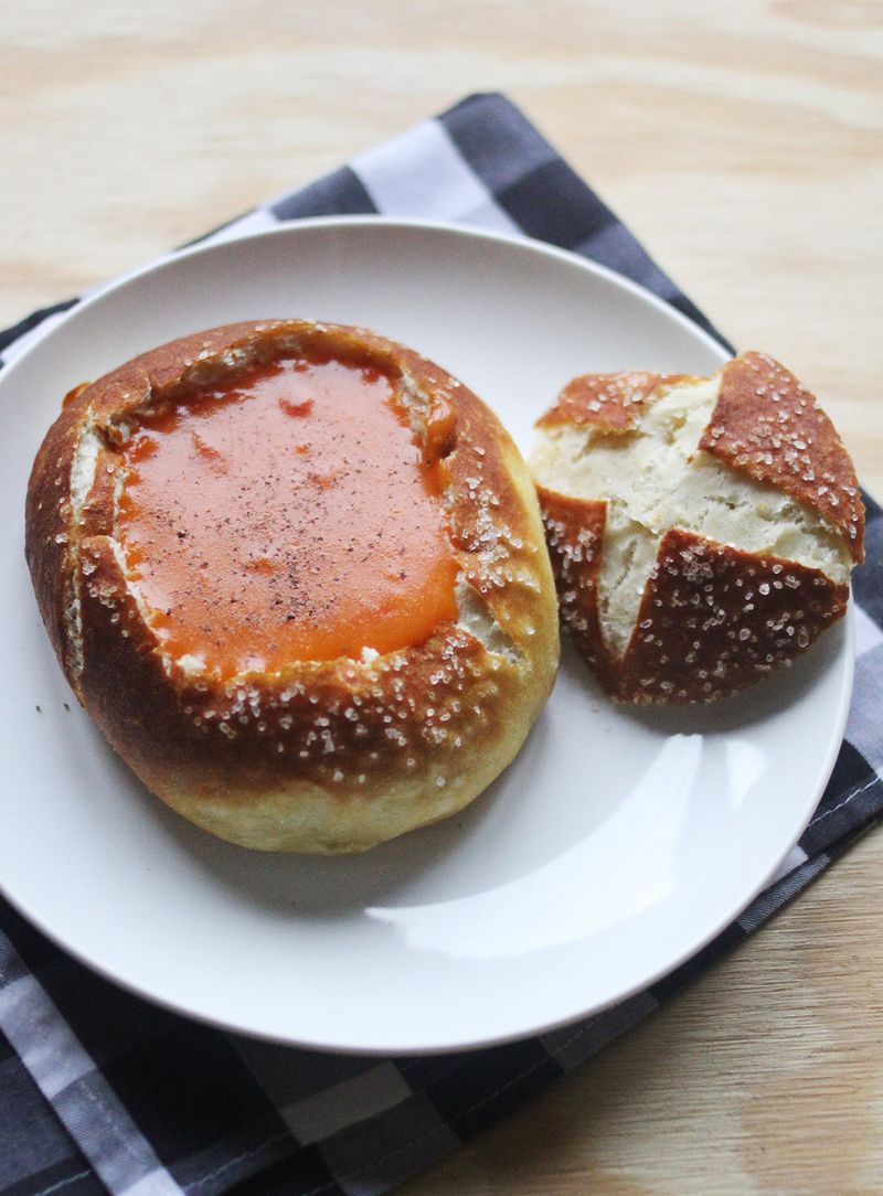 Easy pretzel bread bowls (click through for recipe)