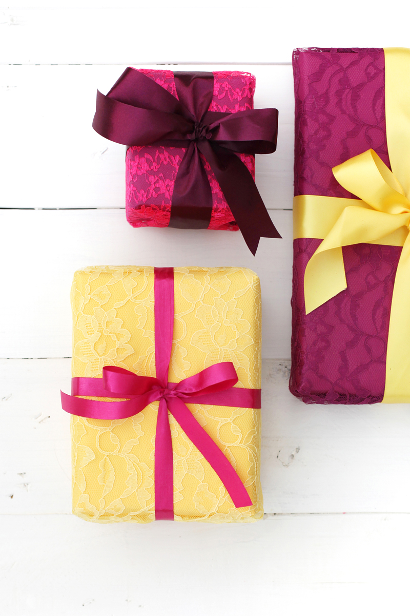 Make your gifts a little fancier by wrapping them in lace!
