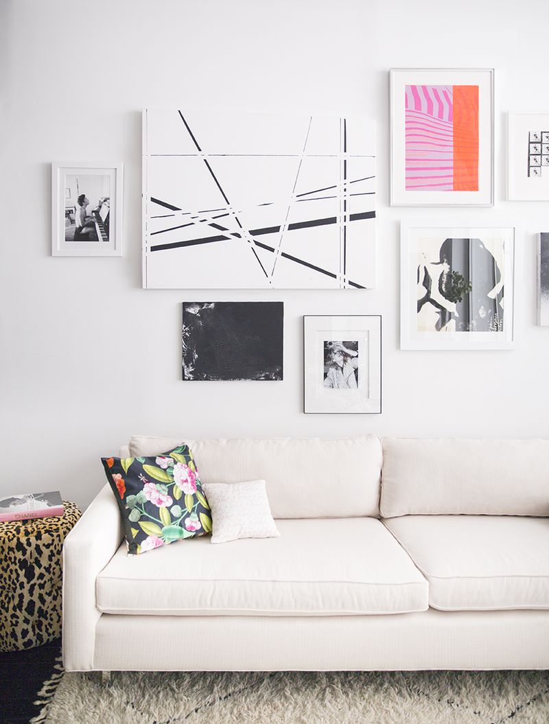 Love the white couch and gallery wall!