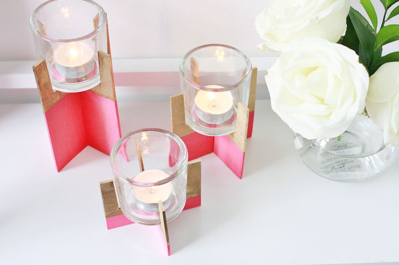 Paint Dipped Wood Candle Holder DIY abeautifulmess.com 