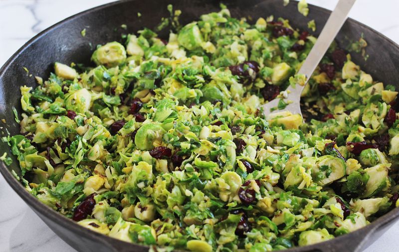 Warm brussels sprout salad