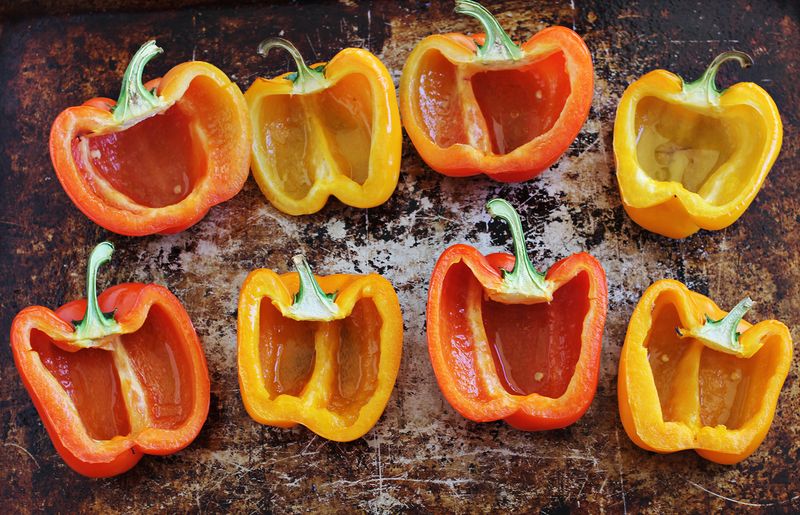 Roasting bell peppers