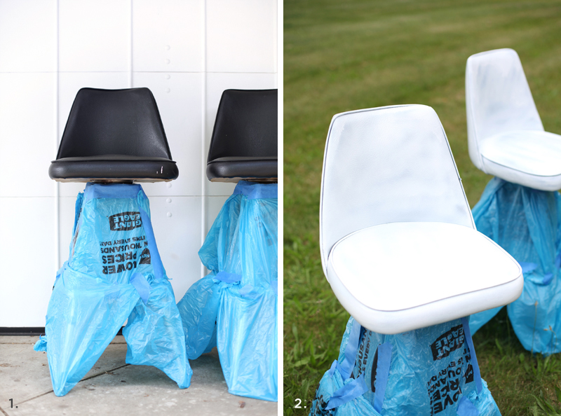Vinyl Chair Makeover A Beautiful Mess, How To Reupholster A Bar Stool With Vinyl