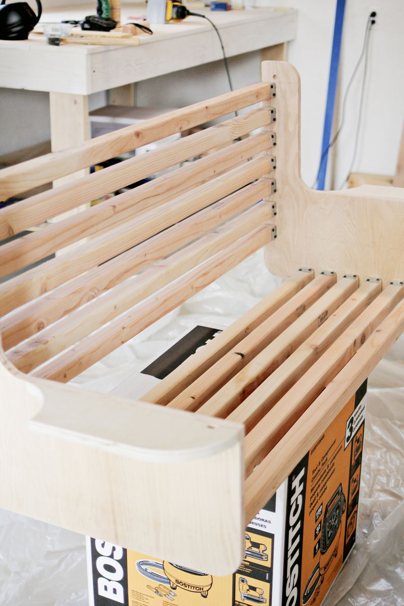 Build your own porch swing armrest assembly (click through for more before and after pics